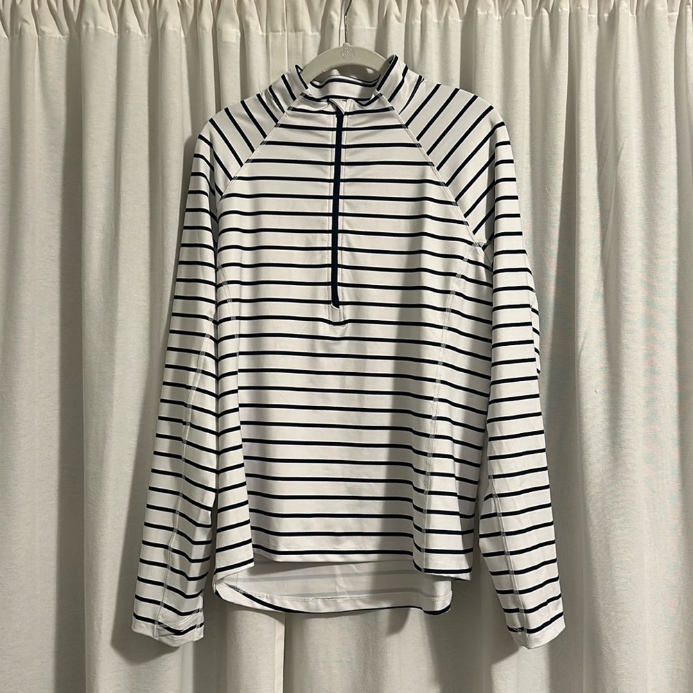 Vineyard Vines quarter zip rash guard navy white stripe large